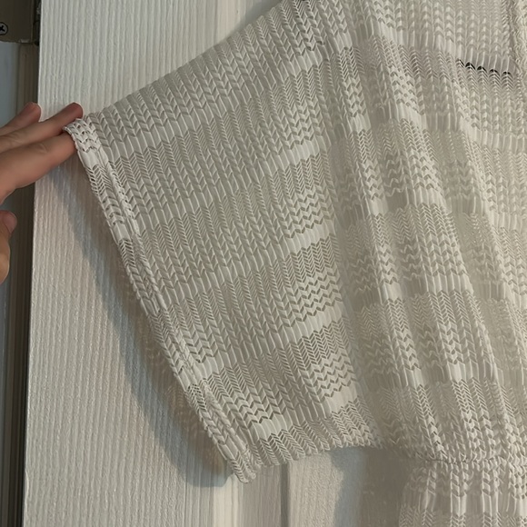 White V-Neck Bathing Suit Coverup See Through - Picture 5 of 5